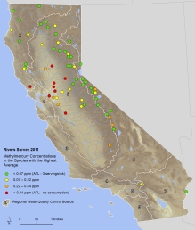 Map of Statewide Patterns in Methylmercury: Rivers and Streams